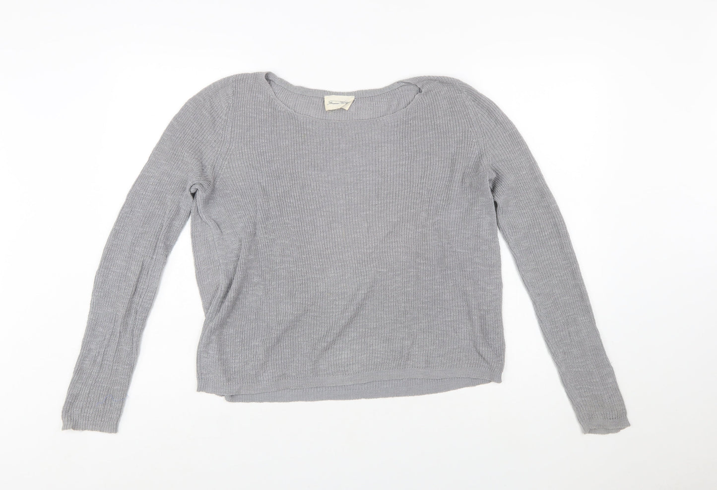 American Vintage Womens Grey Cotton Scoop Neck Jumper Size S