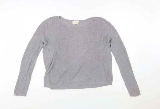 American Vintage Womens Grey Cotton Scoop Neck Jumper Size S