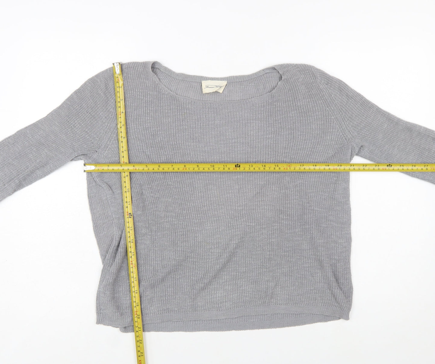 American Vintage Womens Grey Cotton Scoop Neck Jumper Size S