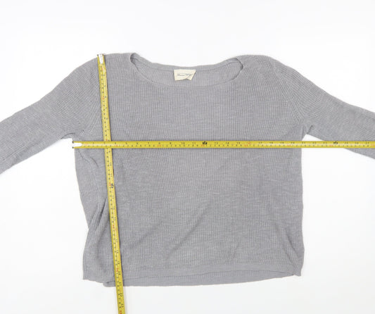 American Vintage Womens Grey Cotton Scoop Neck Jumper Size S