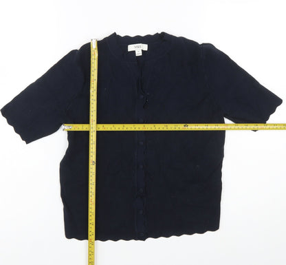 Marks and Spencer Women’s Blue Short Sleeve Button Cardigan M