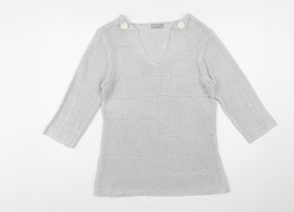 Marks and Spencer Per Una Women’s Grey L V-Neck Knit Jumper