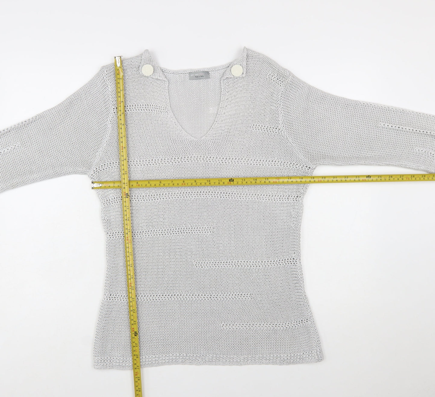 Marks and Spencer Per Una Women’s Grey L V-Neck Knit Jumper