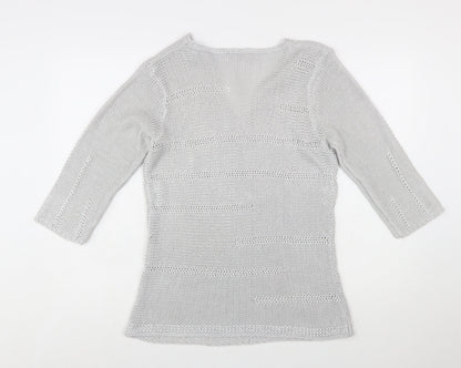 Marks and Spencer Per Una Women’s Grey L V-Neck Knit Jumper