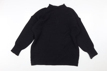 Channel Jumper Men's Black Wool Mock Neck Pullover Jumper M