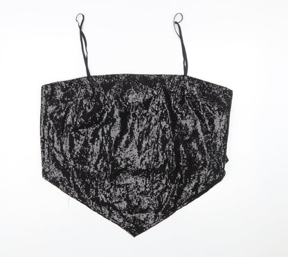 PrettyLittleThing Women Black Plus Size 26 Sequin Velvet Camisole Top