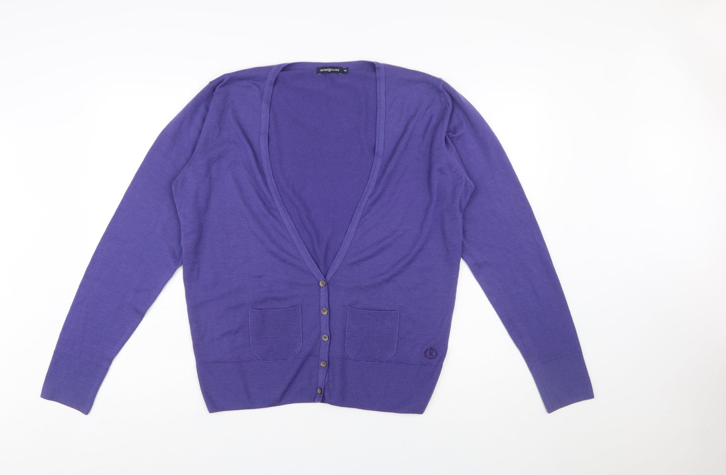 Henri Lloyd Women's Purple Wool V-Neck Cardigan Size 6