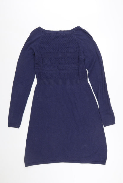Fat Face Women’s Blue Knit Jumper Dress Size 12 Long Sleeve