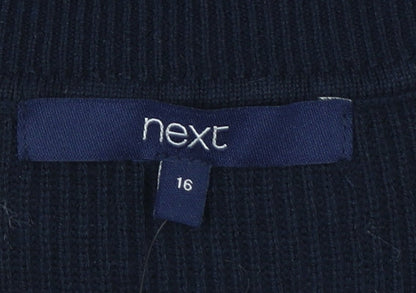 Next Women’s Blue Ruffle Knit Tunic Jumper Size 16 3/4 Sleeve