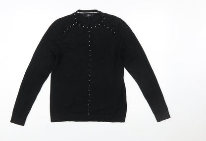 Star by Julien Macdonald Womens Black Beaded Crew Neck Jumper Size 12