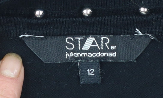 Star by Julien Macdonald Womens Black Beaded Crew Neck Jumper Size 12