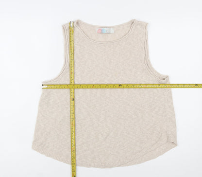 FP Beach Womens Beige Knit Tank Top M Sleeveless Lightweight Casual