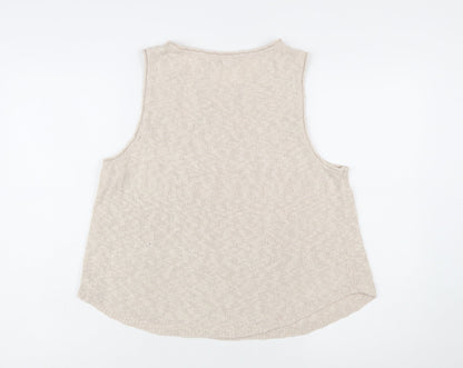 FP Beach Womens Beige Knit Tank Top M Sleeveless Lightweight Casual