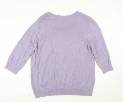 Marks and Spencer Per Una Womens Purple Cardigan Size 22 3/4 Sleeve Lace Trim