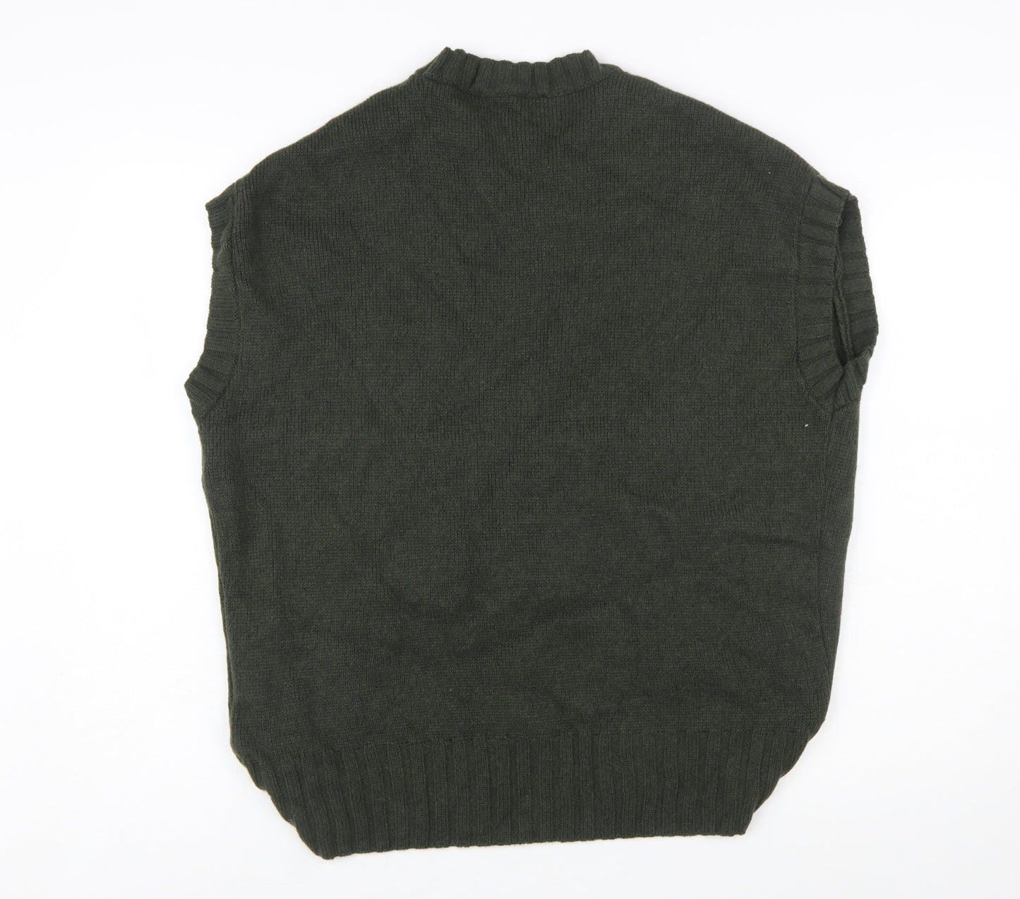 Zara Women's Green Sleeveless Wool Blend Knit Jumper S