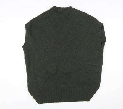 Zara Women's Green Sleeveless Wool Blend Knit Jumper S