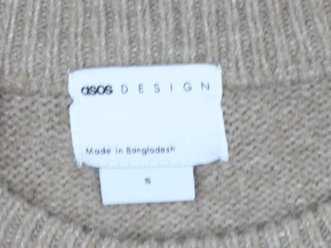 ASOS DESIGN Women’s Beige Crew Neck Knit Jumper Size S 8-10
