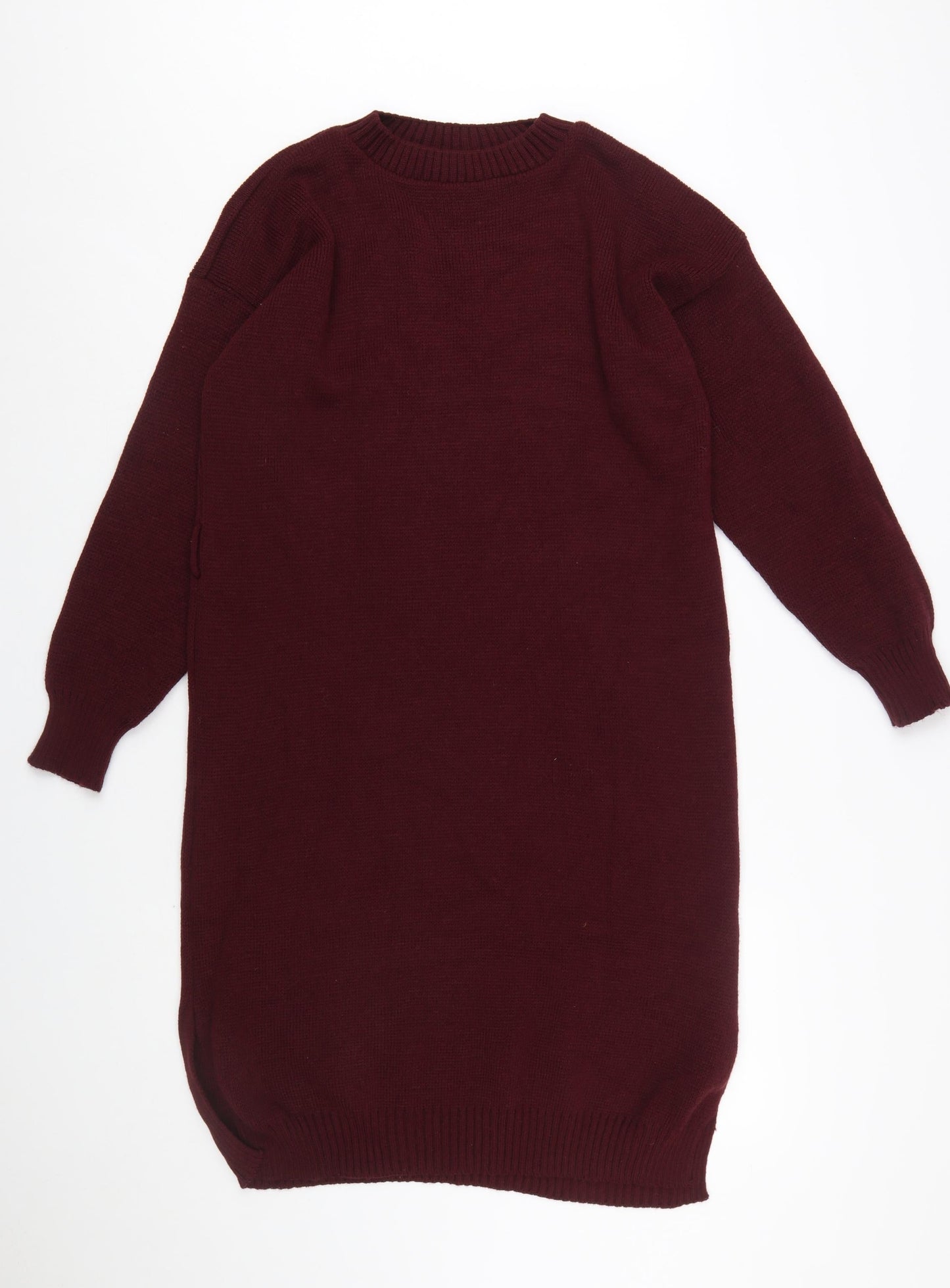 Boohoo Women’s Red Long Sleeve Knit Jumper Dress Size 14
