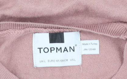 Topman Men's Pink Cotton Crew Neck Jumper Size L