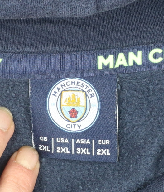 Manchester City Men's Navy 2XL Pullover Hoodie Cotton Blend Graphic