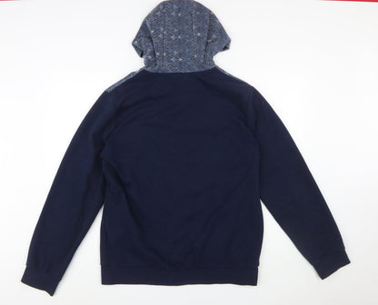 Pierre Cardin Mens Blue Full Zip Hoodie L Geometric Sport Style