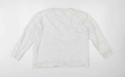 DKNY Jeans Womens White Sweatshirt Medium Crew Neck Pullover