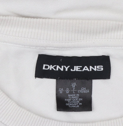 DKNY Jeans Womens White Sweatshirt Medium Crew Neck Pullover