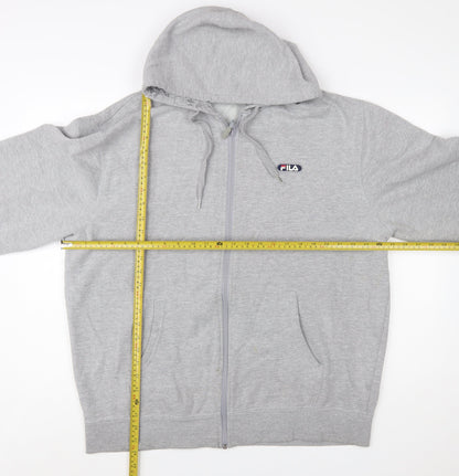 FILA Men's Grey 2XL Full Zip Fleece Hoodie with Logo