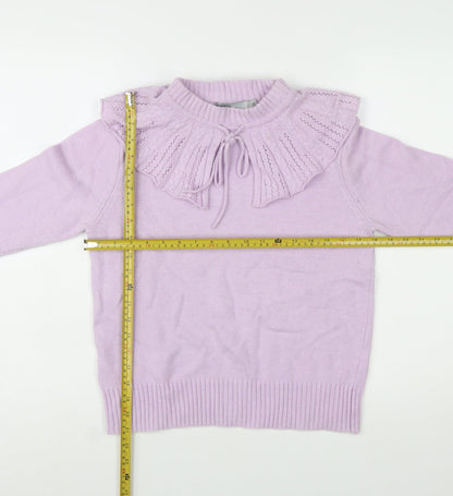 Oasis Women's Purple Ruffle High Neck Knit Jumper L