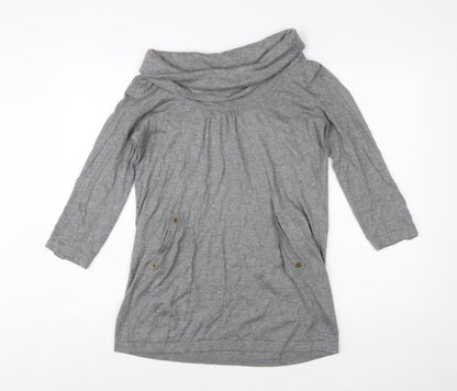 Wallis Women's Grey Cowl Neck Tunic Jumper Size 14