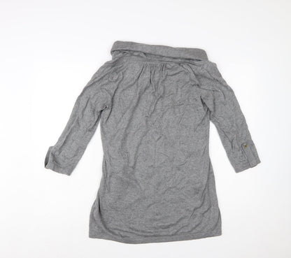 Wallis Women's Grey Cowl Neck Tunic Jumper Size 14