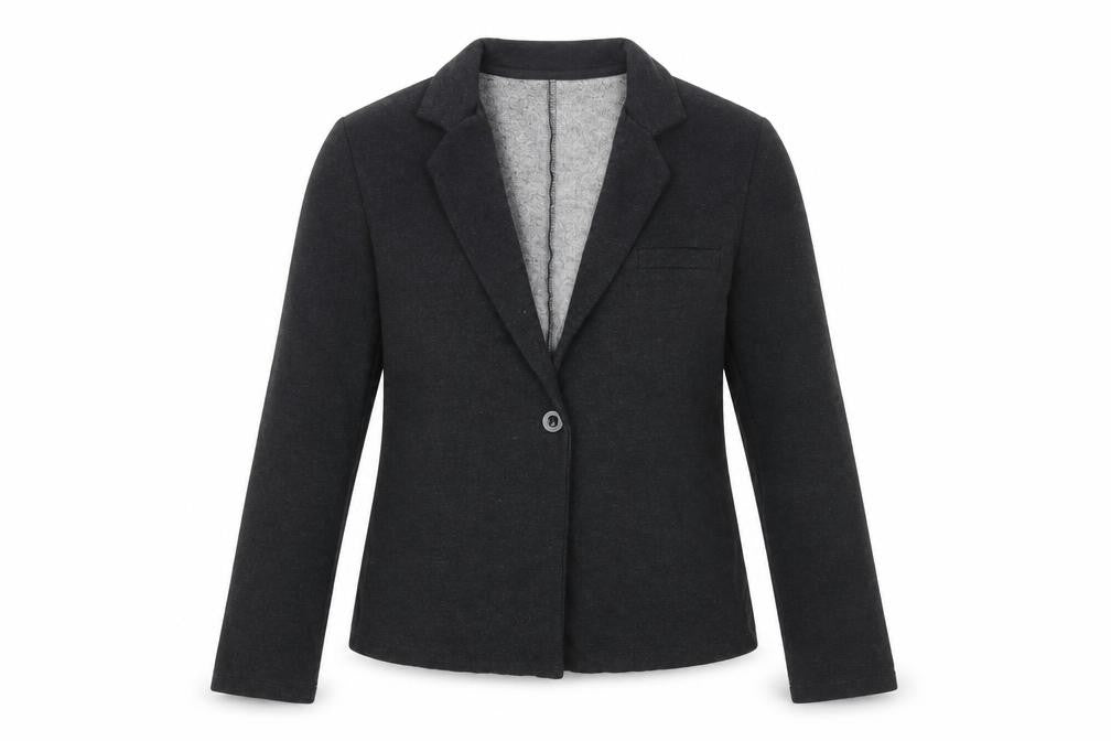 Hush Women Black Single-Breasted Blazer S/M Classic Wool Blend Jacket