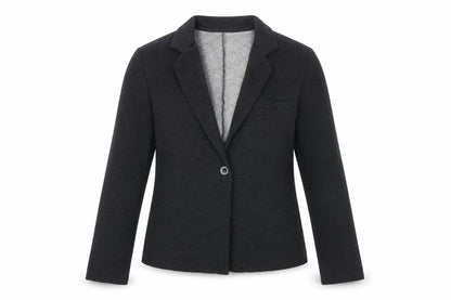 Hush Women Black Single-Breasted Blazer S/M Classic Wool Blend Jacket
