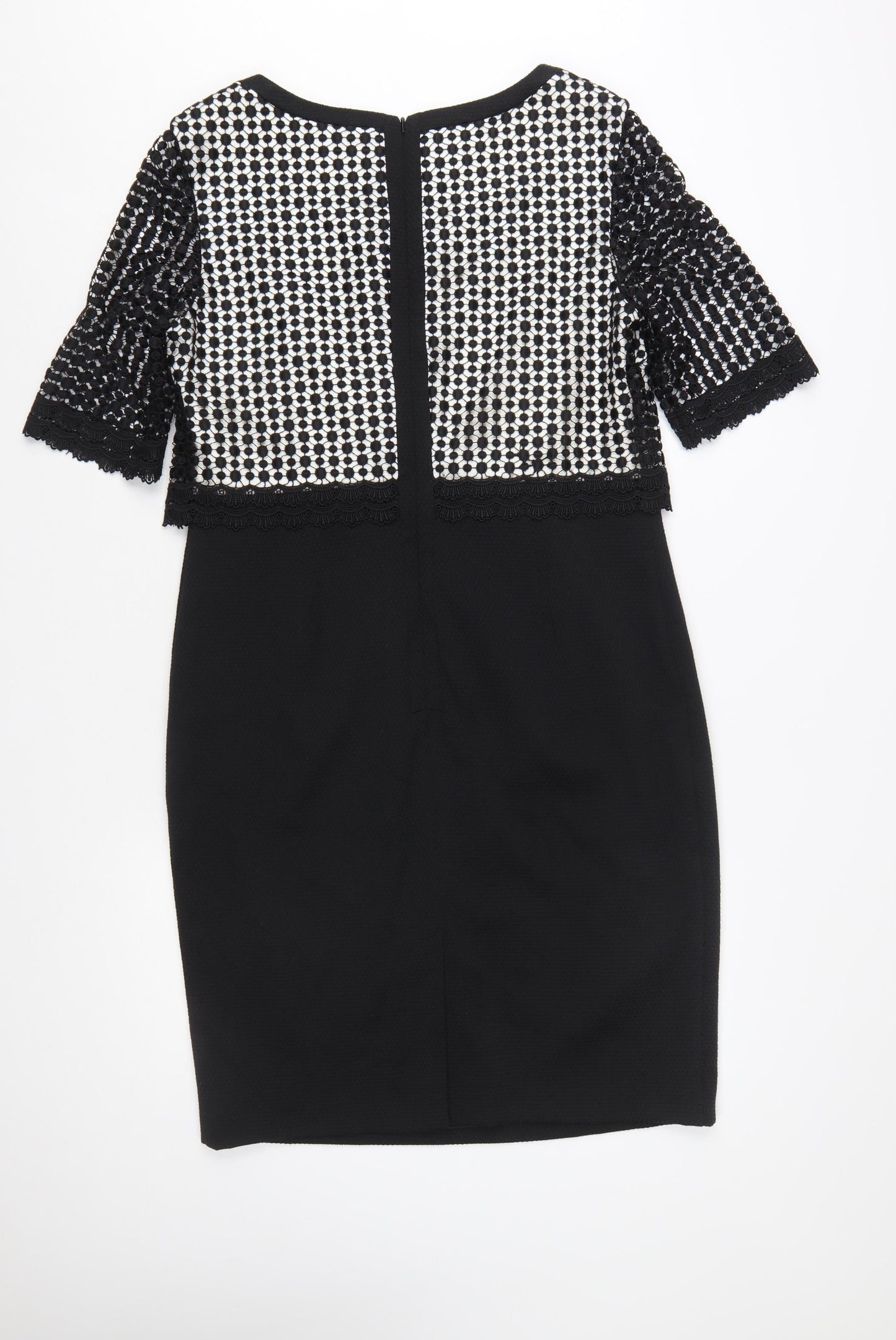 Fenn Wright Manson Women Black Size 14 Lace Knee Length Sheath Dress