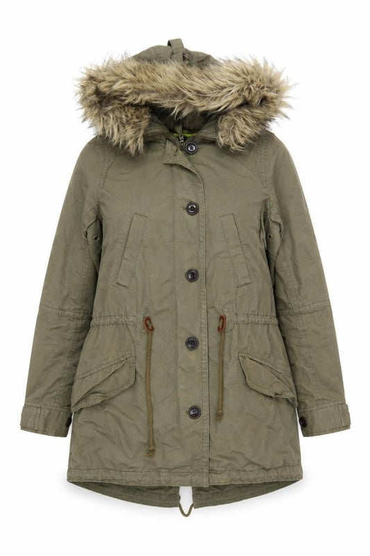 Gap Women's Green XS Hooded Fur Trim Parka Jacket