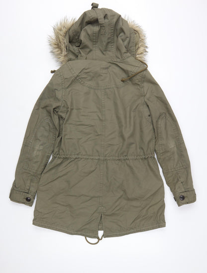 Gap Women's Green XS Hooded Fur Trim Parka Jacket