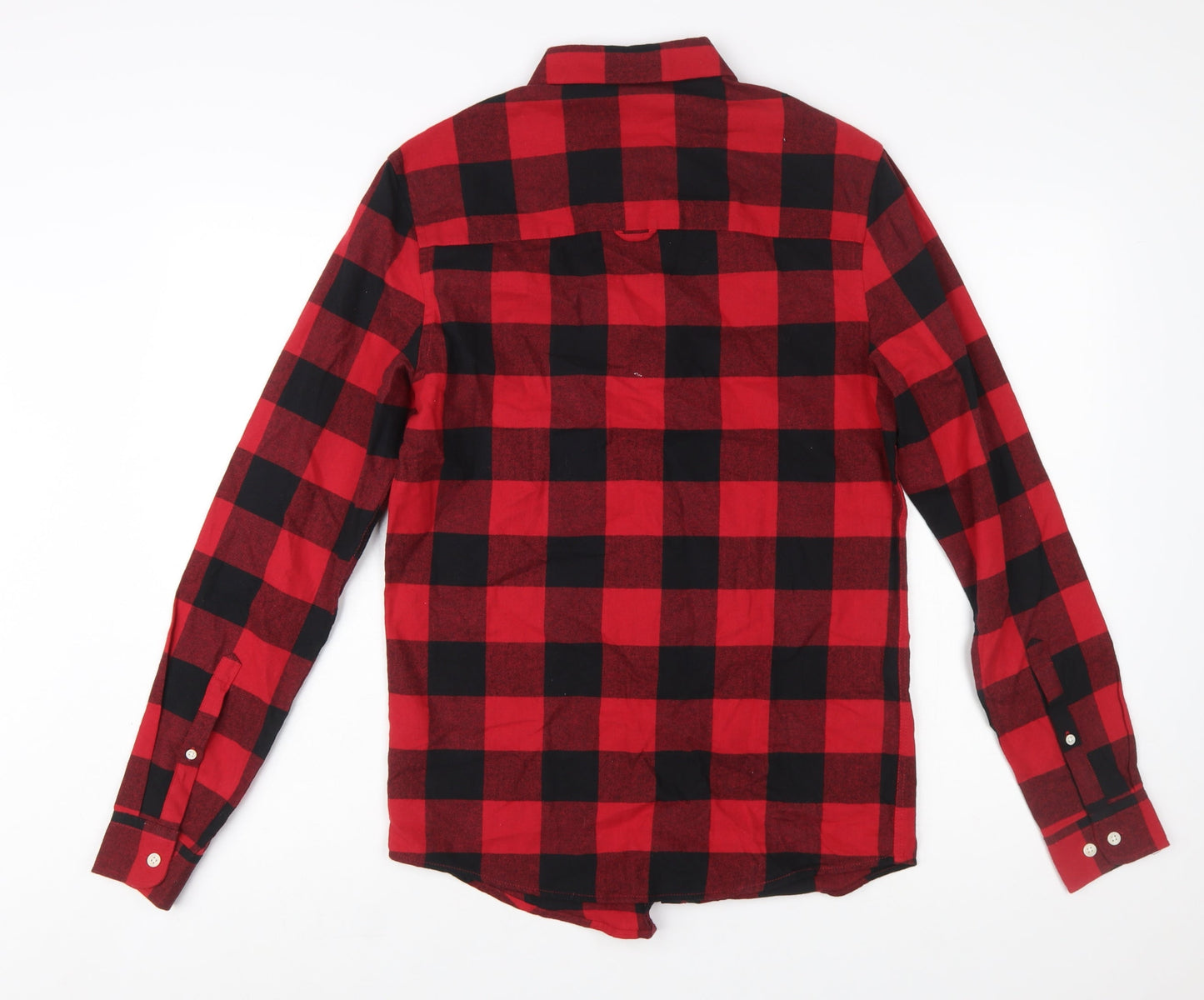 ASOS DESIGN Men's Red Check Button-Down Flannel Shirt XS