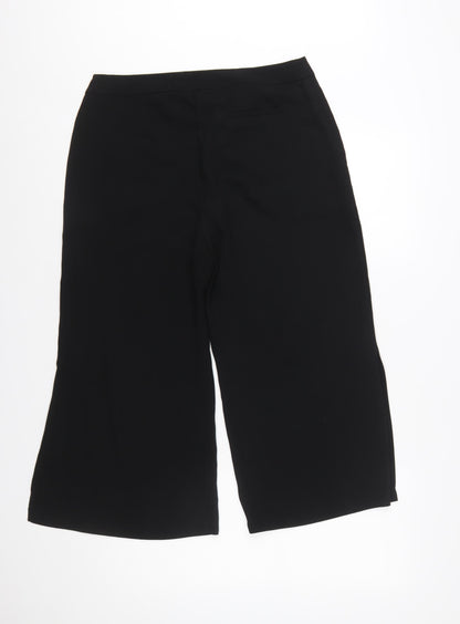 Oasis Women’s Black Cropped Wide-Leg Tailored Trousers Size 12
