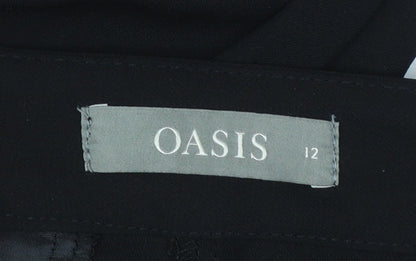 Oasis Women’s Black Cropped Wide-Leg Tailored Trousers Size 12