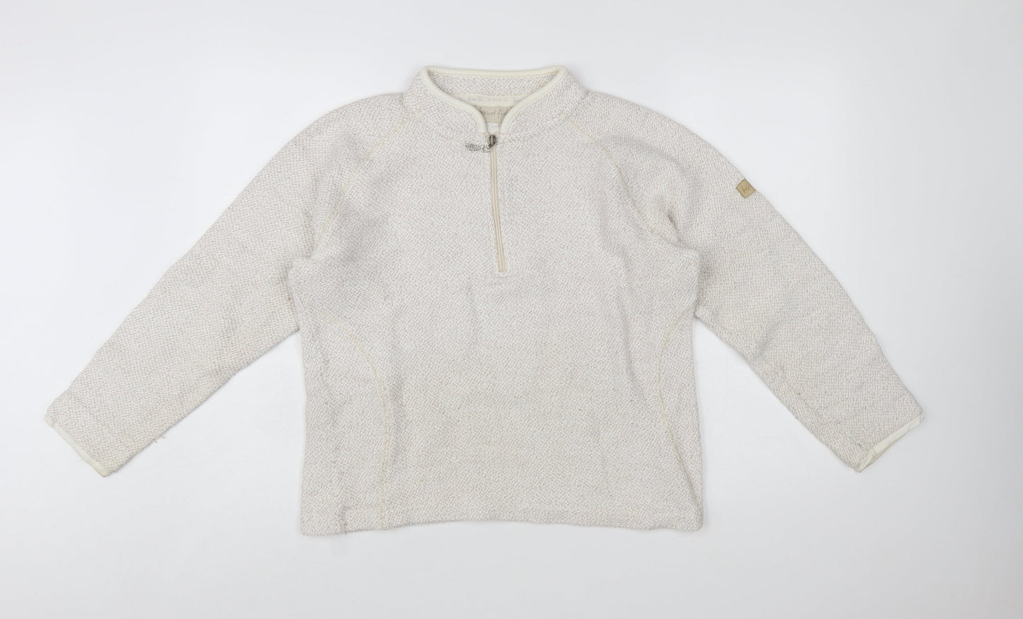 Weird Fish Women's Ivory 1/4 Zip Knit Sweatshirt Size L