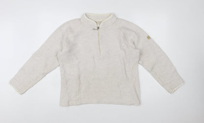 Weird Fish Women's Ivory 1/4 Zip Knit Sweatshirt Size L