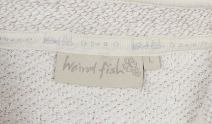 Weird Fish Women's Ivory 1/4 Zip Knit Sweatshirt Size L