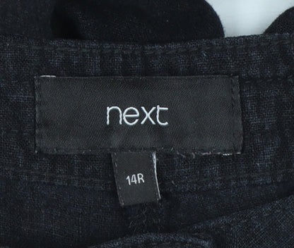 Next Women’s Black Linen Blend Straight Leg Trousers Size 14