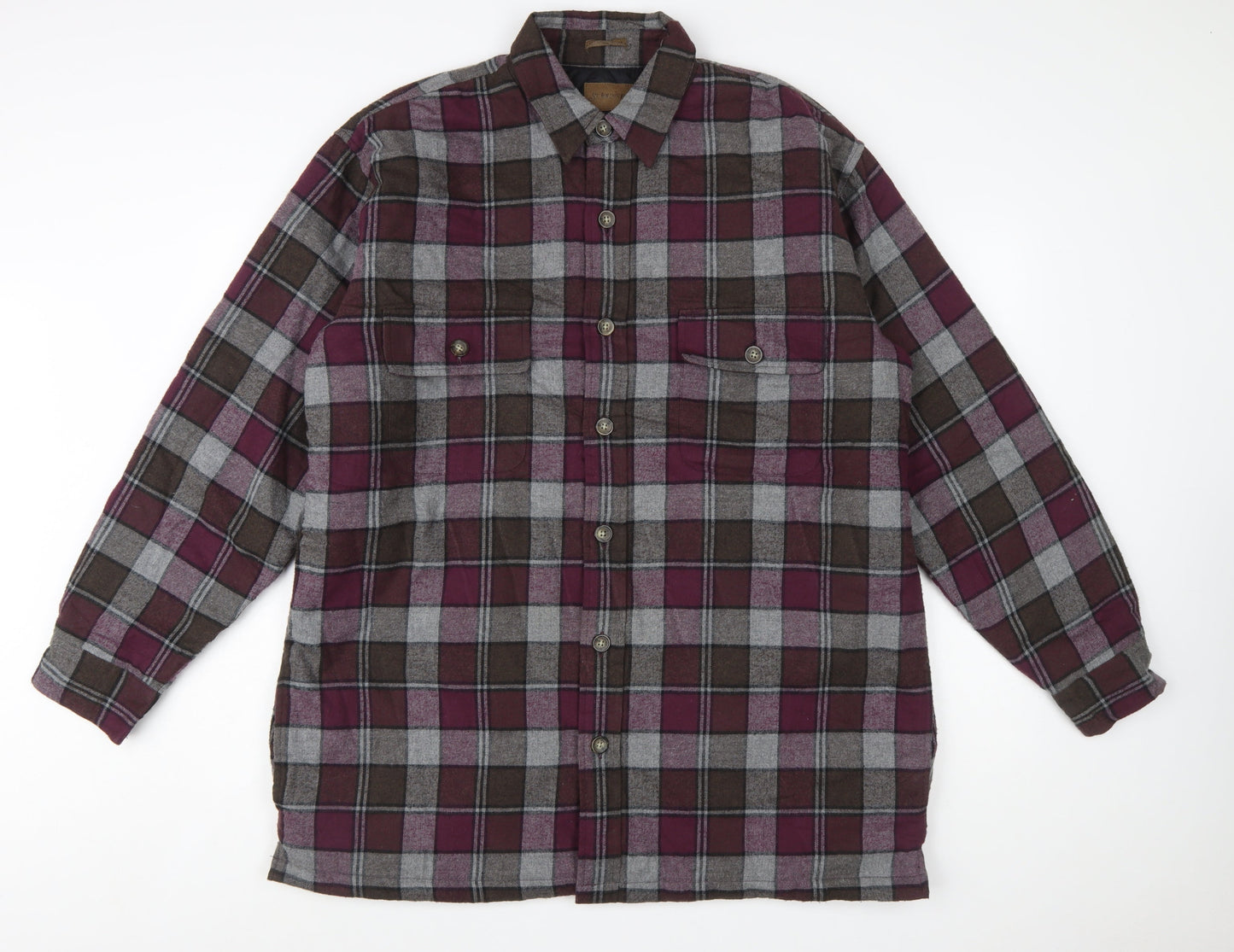 St. John's Bay Men's Brown Plaid Flannel Lined Shirt Size L