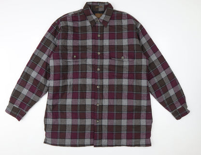 St. John's Bay Men's Brown Plaid Flannel Lined Shirt Size L