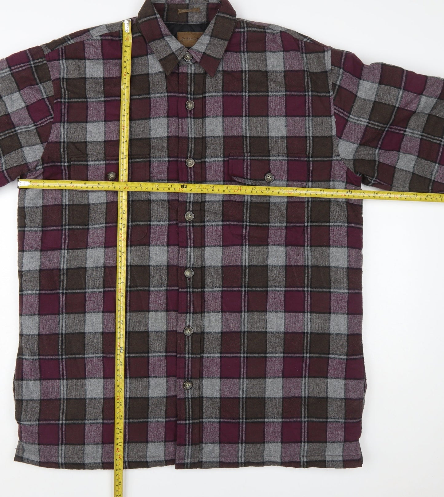 St. John's Bay Men's Brown Plaid Flannel Lined Shirt Size L