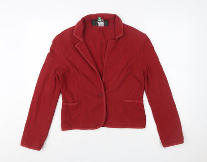 Next Women's Red Cotton Blazer Jacket Size 14 Classic Single-Breasted