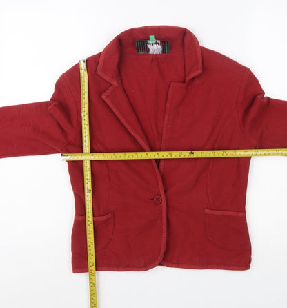 Next Women's Red Cotton Blazer Jacket Size 14 Classic Single-Breasted