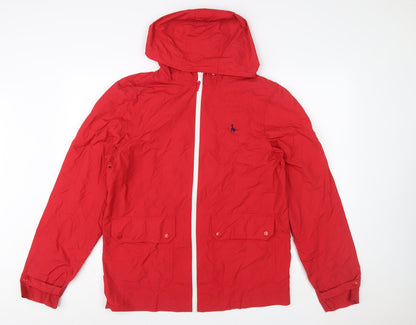 Jack Wills Men’s Red Hooded Windbreaker Jacket Size M Nylon Lightweight