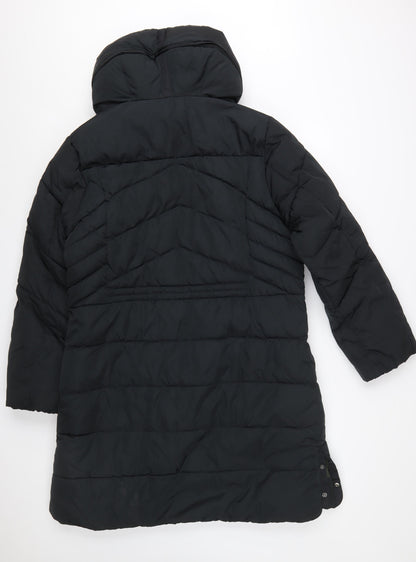 Next Women’s Black Long Puffer Coat Size 16 Hooded Winter Jacket